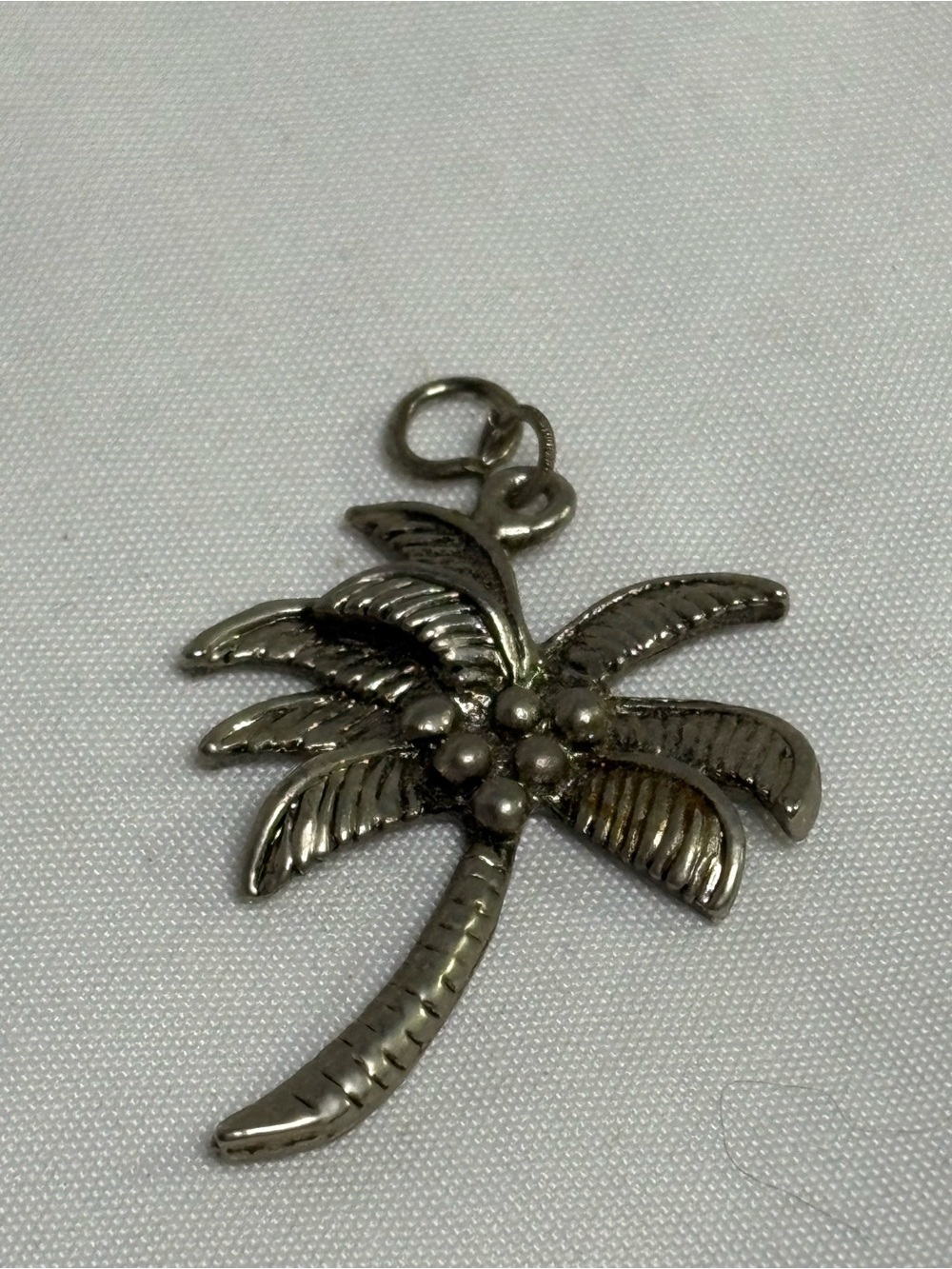 Vintage Silver Pewter Palm Tree Pendant 2”